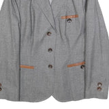 BOGNER Womens Grey Wool Tailored Jacket XL Button Plain Elegant Classic