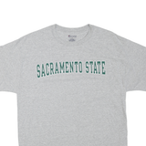 CHAMPION Mens Grey Sacramento State Cotton Blend T-Shirt L Short Sleeve Crew