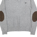 CHAPS Mens Grey Pullover Plain Cotton Crew Neck Basic Knit L Button Neck Jumper