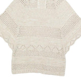 FAT FACE Womens Cream Plain Wool Blend Chunky Knit Roll Neck Jumper UK 10