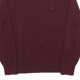 NAUTICA Mens Maroon Plain Pullover V-Neck Basic Knit M Cotton Blend Jumper