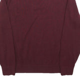 NAUTICA Mens Maroon Plain Pullover V-Neck Basic Knit M Cotton Blend Jumper