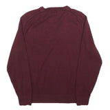 NAUTICA Mens Maroon Plain Pullover V-Neck Basic Knit M Cotton Blend Jumper