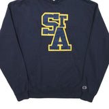 CHAMPION Mens Navy Blue St A Pullover Hoodie M Cotton Blend Drawstring