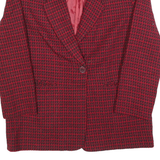 J'ENVIE Womens Red & Black Houndstooth Button Jacket Wool Blend S Classic