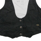 ROXY Womens Black Button Cotton Waistcoat XL Plain Casual Stylish Vest