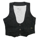 ROXY Womens Black Button Cotton Waistcoat XL Plain Casual Stylish Vest
