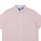 CHAPS Mens Red & White Striped Cotton Blend Shirt 2XL Button Down Short Sleeve