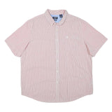 CHAPS Mens Red & White Striped Cotton Blend Shirt 2XL Button Down Short Sleeve