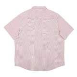 CHAPS Mens Red & White Striped Cotton Blend Shirt 2XL Button Down Short Sleeve