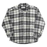 TRAIL'S END Mens Black & White Plaid Zip Jacket L Polyester Casual Checked