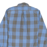 QUIKSILVER Mens Blue & Brown Check Shirt L Classic Cotton Blend Long Sleeve