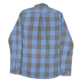 QUIKSILVER Mens Blue & Brown Check Shirt L Classic Cotton Blend Long Sleeve