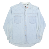 WRANGLER Mens Light Blue Denim Shirt L Button Cotton Casual Western Style