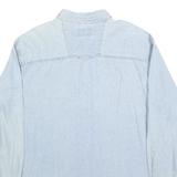 WRANGLER Mens Light Blue Denim Shirt L Button Cotton Casual Western Style