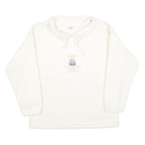 Womens White Plain Pullover Jumper Crew Neck Basic Knit Size S Casual Soft