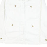 TOMMY HILFIGER Womens White Cotton Blend Button Jacket L Plain Button Pocket
