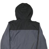 REEBOK Mens Black & Grey Jacket L Polyester Blend Zip Hooded Sportswear