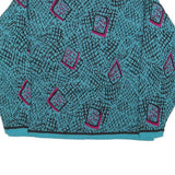 Womens Blue Black & Pink Patterned Plain Roll Neck Chunky Knit Jumper M Retro