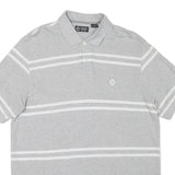 CHAPS Mens Grey & White Striped Short Sleeve Polo Shirt L Casual Summer