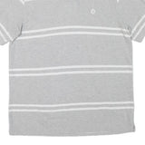 CHAPS Mens Grey & White Striped Short Sleeve Polo Shirt L Casual Summer