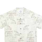 GUY HARVEY Mens Cream & Beige Printed Cotton Blend Shirt XL Relaxed Fit Casual