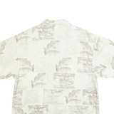 GUY HARVEY Mens Cream & Beige Printed Cotton Blend Shirt XL Relaxed Fit Casual