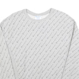 CHAMPION REVERSE WEAVE Mens Grey All Over Logo Crew Neck M Cotton Sweatshirt
