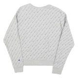 CHAMPION REVERSE WEAVE Mens Grey All Over Logo Crew Neck M Cotton Sweatshirt