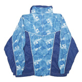Womens Blue Floral Print Nylon Jacket M Zip Closure Casual Outerwear