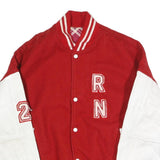 AVON Mens Red & White Letterman Jacket L Cotton Varsity Button Closure