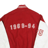 AVON Mens Red & White Letterman Jacket L Cotton Varsity Button Closure