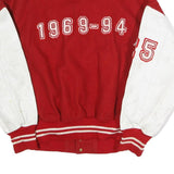 AVON Mens Red & White Letterman Jacket L Cotton Varsity Button Closure
