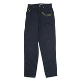 ROCCOBARROCO Womens Cotton Navy Blue Regular Fit Straight Leg Trousers W26 L30