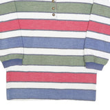 CHARLES VOGELE Womens White & Red & Blue & Green Striped Long Sleeve Polo Shirt