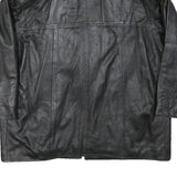 Womens Black Leather Jacket L Leather Plain Faux Fur Collar Loose Fit