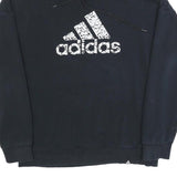 ADIDAS Mens Black Pullover Hoodie S Cotton Blend Logo Print Casual