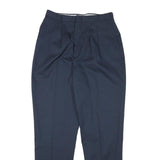 Mens Cotton Blend Navy Relaxed Fit Straight Leg Trousers W28 L31 Classic Casual