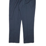 Mens Cotton Blend Navy Relaxed Fit Straight Leg Trousers W28 L31 Classic Casual