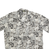 ROYAL CREATIONS Mens Black & Cream Floral Patchwork Shirt L Cotton Blend Casual