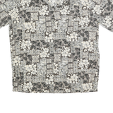 ROYAL CREATIONS Mens Black & Cream Floral Patchwork Shirt L Cotton Blend Casual