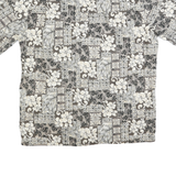 ROYAL CREATIONS Mens Black & Cream Floral Patchwork Shirt L Cotton Blend Casual