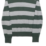 TOMMY HILFIGER Mens Green & Grey Patterned Jumper 1/4 Zip Crew Neck Cotton M