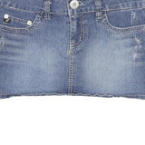 YOM YOM Womens Blue Denim Mini Cotton Blend Skirt L Casual Style Pockets