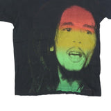 AVELA Mens Black T-Shirt L Short Sleeve Crew Neck Bob Marley Graphic Print
