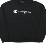 CHAMPION Womens Black Hoodie M Cotton Blend Pullover Logo Sweatshirt