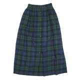 TALBOTS Womens Blue & Green Plaid Button Midi Cotton Skirt XXS Classic Comfort