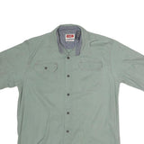 WRANGLER Mens Green Shirt M Cotton Casual Workwear Short Sleeve Button Pocket