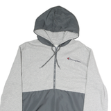 CHAMPION Mens Grey & Dark Grey Half Zip Hoodie XL Cotton Sweatshirt