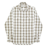 TIMBERLAND Mens White & Beige Check Shirt S Casual Cotton Long Sleeve Button